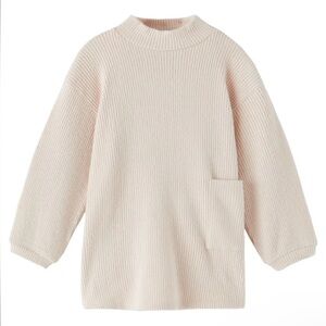 ZARA Beige Ribbed Long Sleeve Dress